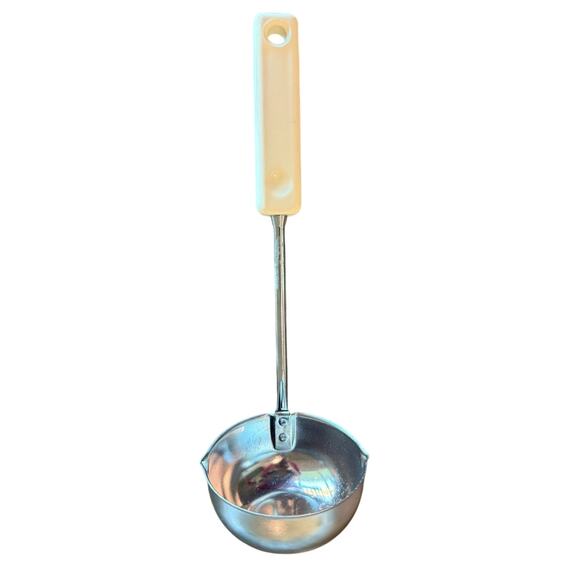 Vintage Ekco Stainless Steel Soup Ladle White Handle Double Spout 10.5" - Picture 1 of 7